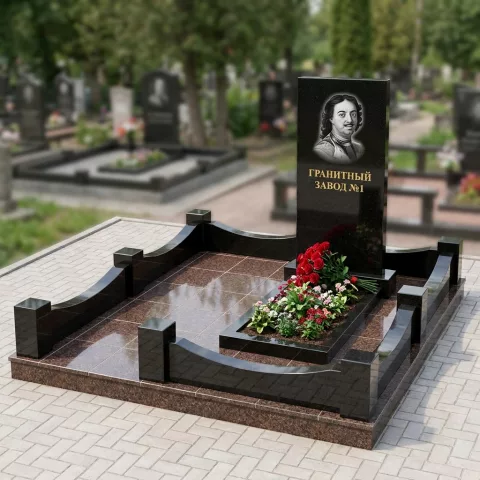 Вытянутая ограда с прогибом и входом 250х200