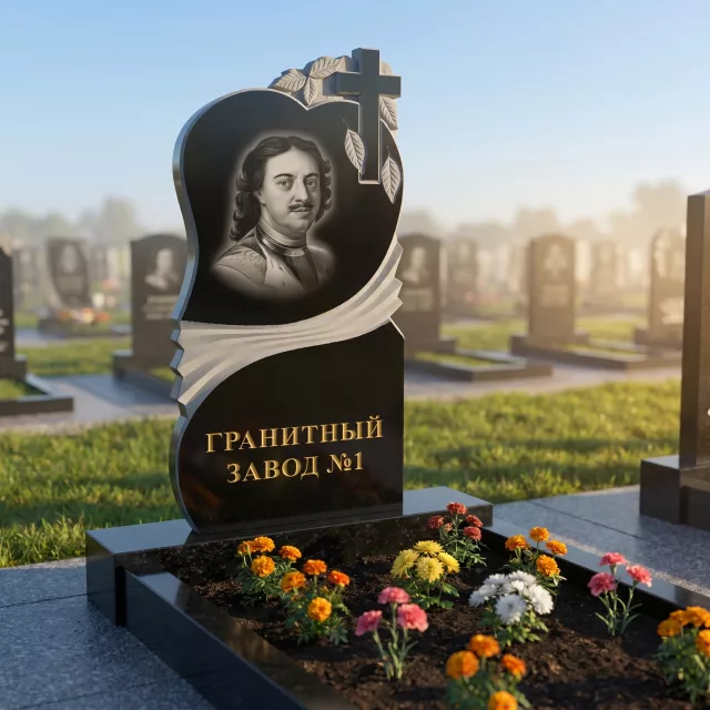 3075 Мемориальное надгробие с голубями и сердцем