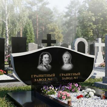 159 Памятник горизонтальный с нисходящей фаской и перьями