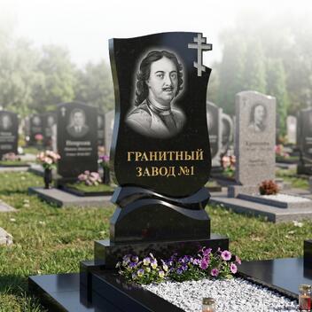 190 Памятник с полированной гармошкой и крестом