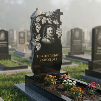 3005 Ритуальный памятник с цветами и птицей