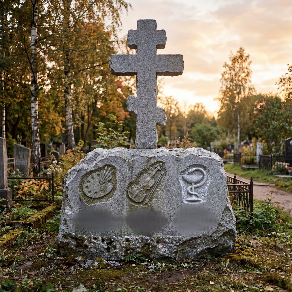 Индивидуальный памятник по эскизу: история проекта с крестом, скалой и барельефами