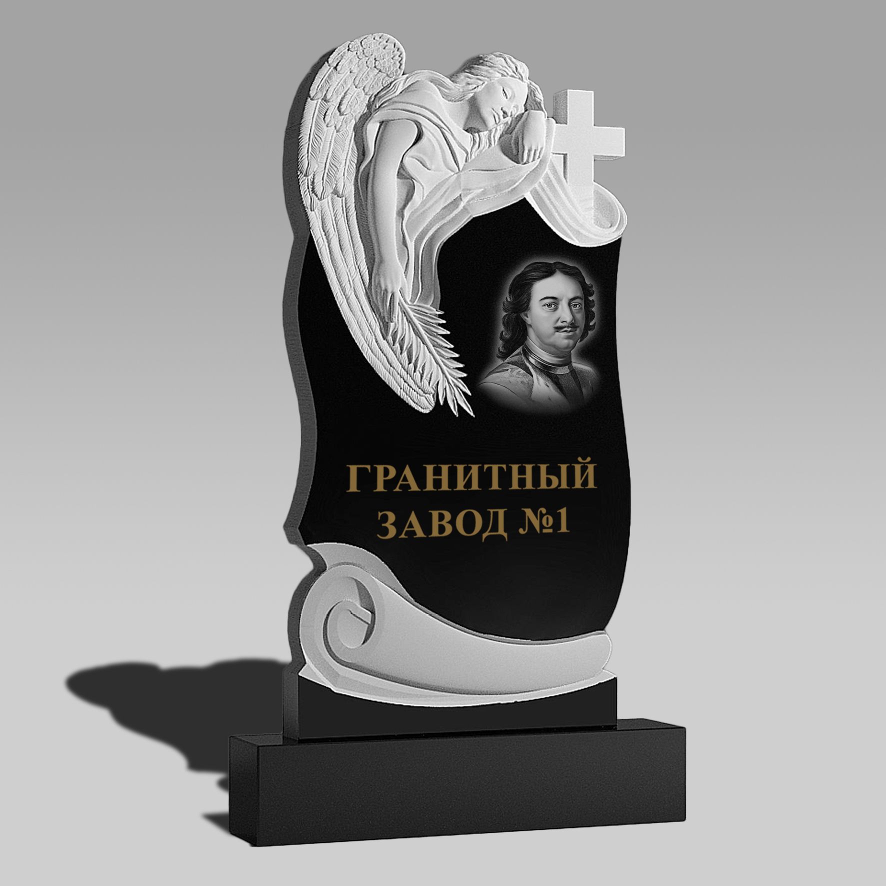 3076 Мемориальное надгробие ангел с крестом и свитком